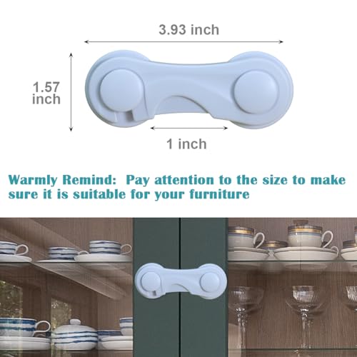 Child Proof Cabinet Locks for Baby Safety, 10 Pcs Baby Proofing Cabinet Locks with Adhesive for Drawer Cupboards Fridge Closet and Pantry, Door Latch for Protecting Kids Toddler (White-10PCS)