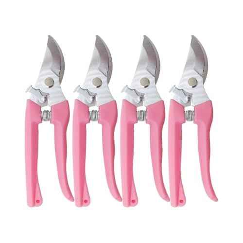 Pruning Shears for Gardening, 4 Pack Garden Scissors for Cutting Fresh Flowers, Floral Clippers for Plants, Fruits (Pink)