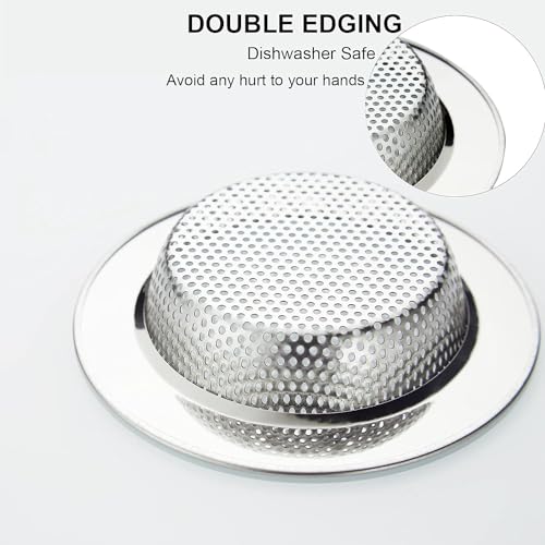 2 Pack Stainless Steel Kitchen Sink Strainers 4.5" Wide Rim, Anti-Clog Drain Filters