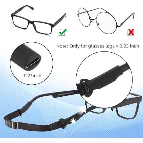 Adjustable Glasses Straps - 3 Pack No Tail Eyewear Retainer for Men, Women, Kids ? Fits Eyeglasses & Sunglasses