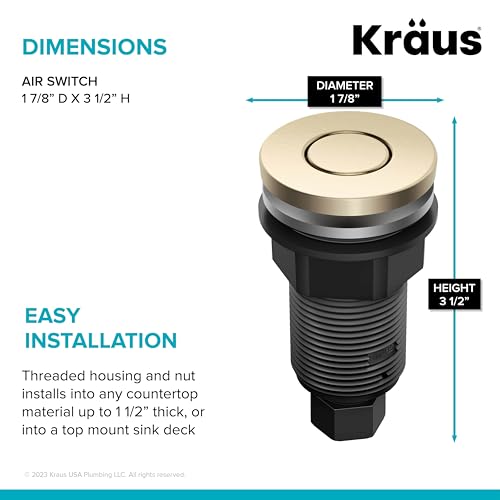 KRAUS Garbage Disposal Air Switch Button - Spot-Free Antique Champagne Bronze