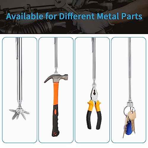 2 Pieces 5 LBS Flexible Magnetic Pickup Tool Set, 23.6" Spring Bendable Extension Pick Up, with Pen Clip Design, Magnet Stick Kit for Men, Birthday, Father's Day, Christmas Gift