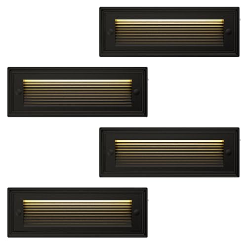Low Voltage 12V Step Lights Outdoor, 5W LED Landscape Stair Lights, 3000K/4000K/6500K 9 Inch Deck Step Lights, IP65 Waterproof, for Stair Lighting and Yard Patio Pathway Walkway, Pack of 4