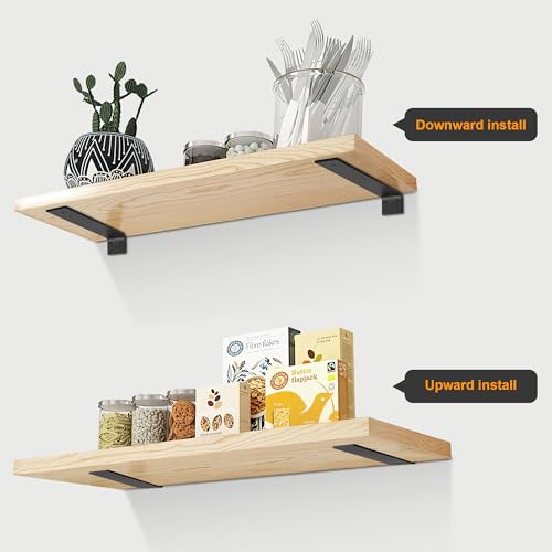 Black 10 Inch Heavy Duty Floating Shelf Brackets 6 Pack - Hidden Metal Wall Support for DIY Shelves