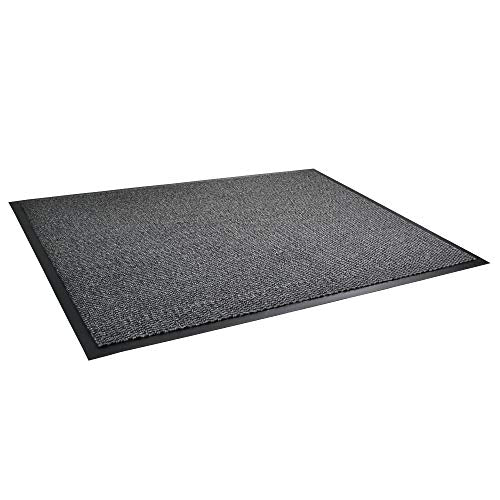 ULTRALUX Indoor Door Mat 31" x 47" Non-Slip Vinyl Backed Entry Rug Doormat, Gray Absorbent Dirt Trapper Entrance Mat, Front Door Welcome Mat, Inside Entry Rug