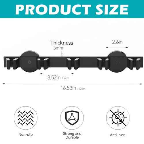 Magnetic Mop Broom Holder, Strong Non Slip Magnetic Broom Mop Hanger, Heavy Duty Magnetic Hooks For Hanging Shovel Rake Tools, Wall Mounted Utility Storage Magnet Rack (5 Rack)