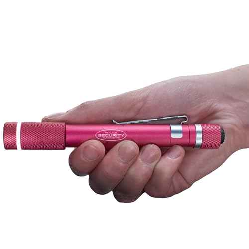 Police Security Aura Penlight Flashlight - 270 Lumens - 90 Meter Beam Distance - Ultrabright, Water Resistant, Durable & Compact Penlight w/Adjustable Slide Focus, Light Up Bezel & Belt Clip - (Pink)