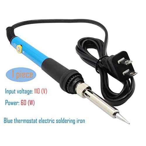 LBY Electric Soldering Iron Kit, (60W,110V) Adjustable Temperature Welding Tool, with 5pcs Soldering Tips, Soldering Iron Kit, Stainless Steel, Copper, (Blue)