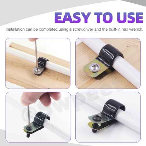 Swpeet 64Pcs 9 Size 5mm-25mm 1/4" Hole Vinyl Coated Cable Clamps Galvanized and 95Pcs Hex Screws Nuts Assortment Kit, Rubber Cushioned Insulated Clips, Metal Wire Clamps for Pipe Cables Wires