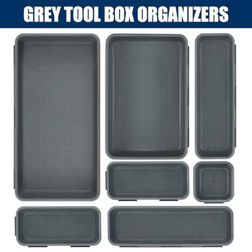 ¡¼LARGE SIZE¡½¡¼68PCS¡½Tool Box Organizer Tray Divider, ¡¼5 Size¡½Toolbox Desk Drawer Organizer, Organization and Storage Toolbox for Garage Accessories (68pcs-Grey) (68PCS 5Sizes)