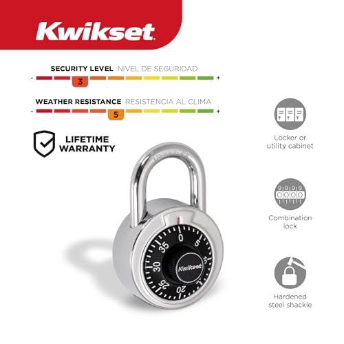 Kwikset Black 3-Digit Combination Dial Padlock - Steel Body, Locker Size