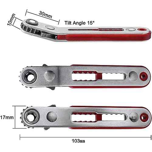 2pcs Mini Ratchet Wrench Set, 1/4" Drive Socket High Torque Offset Reversible Small Ratcheting Offset Screwdriver Tool - Flat Head & Elbow Head
