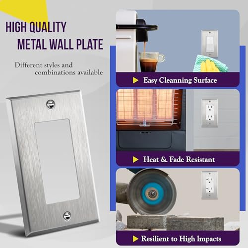 ENERLITES Stainless Steel Wall Plate 1-Gang Silver - Heavy Duty, Corrosion Resistant