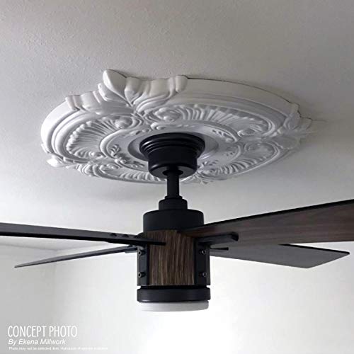 Ekena Millwork CMP13BA Baltimore Thermoformed PVC Ceiling Medallion (Fits Canopies up to 5 1/4"), 13"OD x 3 1/2"ID x 3/4"P