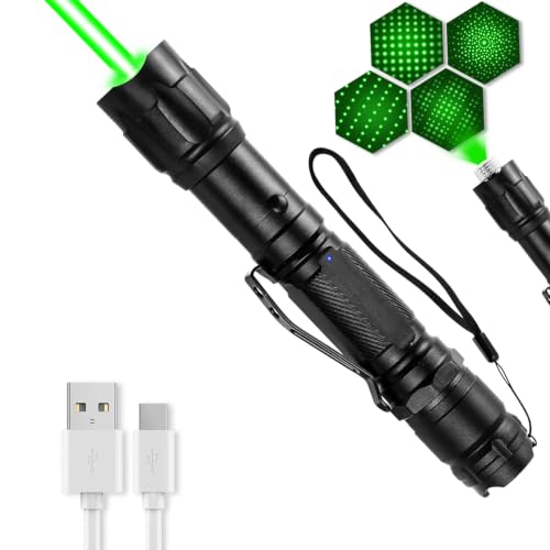 Rechargeable Green Laser Pointer with Long Range & Starlight Pattern for Presentations & Outdoors