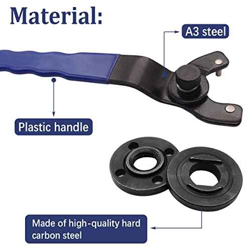 Universal Grinder Spanner Wrench with 4 Pcs 5/8-11 Shaft Nut, Fit 4.5"-7" Grinders - O-K-023-LM