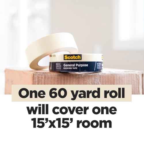 Scotch General Purpose Masking Tape, 1.88 in x 60.1 yd, Beige, Sticks for Up to 5 Days, Removes Easily Without Leaving Sticky Residue, Easy-to-Tear Masking Tape (2050-48MP)