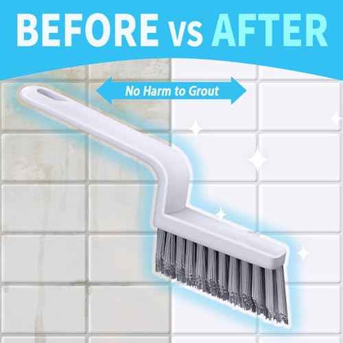 Grout Cleaner Brush V Shape, Stiff Grout Cleaning Brushes for Tile Floor, Handheld Grout Scrub Brush Set for Shower, Bathroom, Kitchen, Household Use,2 pcs