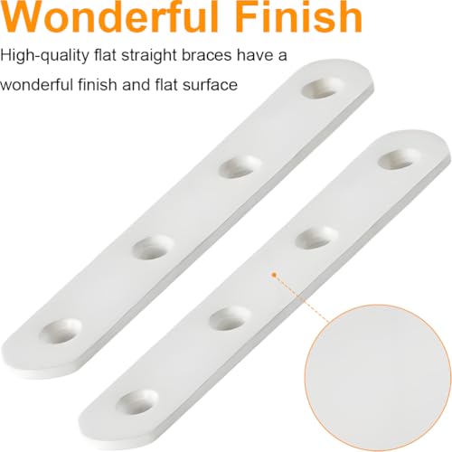 8 Pack 4 Inch Stainless Steel Flat Brackets Heavy Duty Repair Supports White