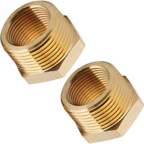 CX WONDERLAND Brass NPT Male x Female Pipe Reducer Bushing 1" x 3/4" - Leak-Resistant Plumbing Fitting