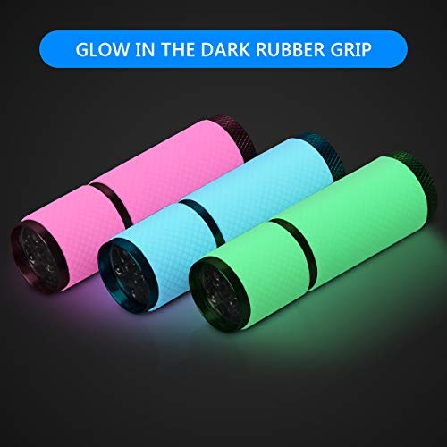 Coolrunner 3pcs Black Light Flashlight, U,V LED Flashlight, Portable Ultraviolet Light 395nm, Small Glow Flashlights with 9 LED U,V Lights for Pet Urine, Counterfeit, Scorpion Detection
