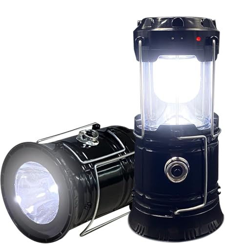 2-Pack Collapsible Solar Waterproof LED Camping Lanterns - Rechargeable & Portable Emergency Light for Hiking, Home, Outdoors