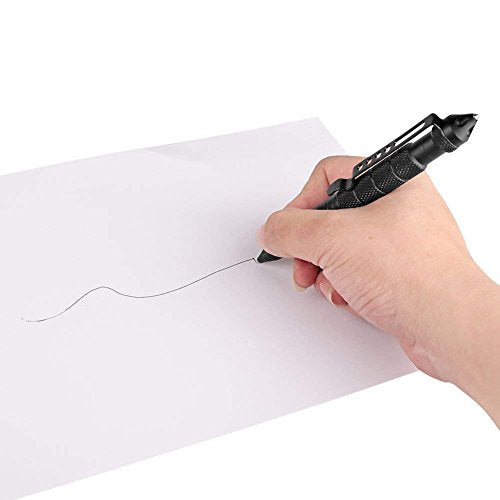 Black KEPEAK Tactical Pen with Glass Breaker & 6 Refills – Self Defense & Emergency Survival Tool