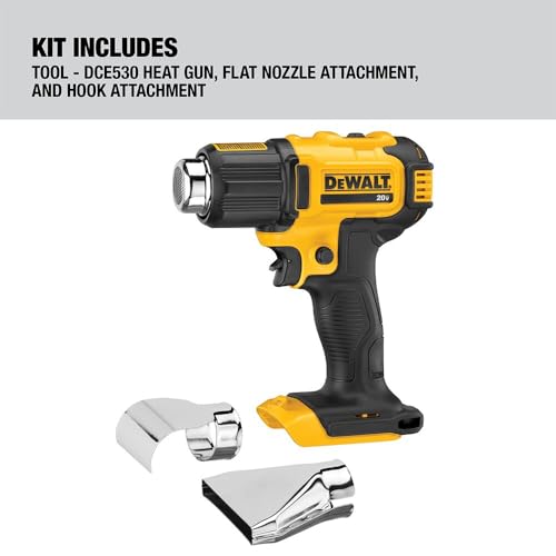 Dewalt 20V MAX Cordless Heat Gun - Up to 990°F, Includes Flat & Hook Nozzle, Tool Only