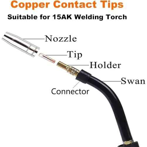 FORTON MB15 15AK Contact Tips 0.035"/0.9mm M6 & Tips Holder Diffuser & Shield cup & Torch Neck For MB15 (0.030'')