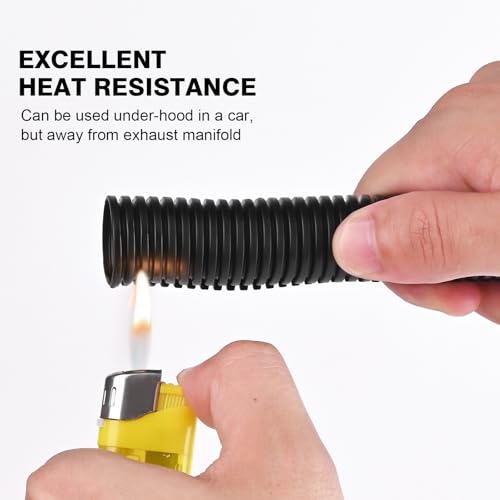 CrocSee 25ft 1/2 Inch Split Wire Loom with Installation Tool - Black