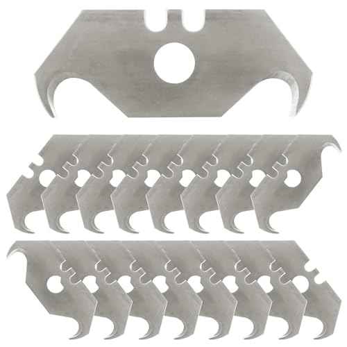 30PCS Carbon Steel Hook Blades, 2 Inch Utility Size Razor Blades with Plastic Box for Cutting Wallpaper, Carpet, Roofing Blade Knife
