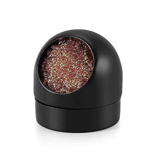 Flexzion Solder Cleaner with Brass Wool Soldering Wire Sponge and Black, Dome-shaped, Non-Slip Solder Sponge Tray Housing, Soldering Iron Tip Cleaner, No Water Needed