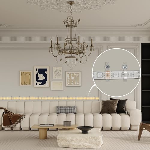GRIVER 100 Pack Waterproof LED Strip Light Mounting Brackets for 10mm Wide Lights - Fixing Clips & Screws Included