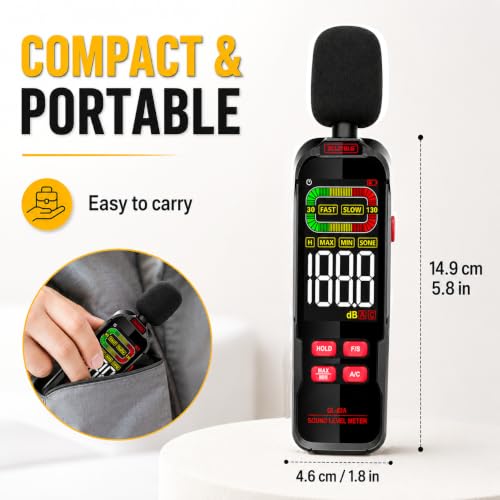 ZLLJYBLG Gl82a Decibel Meter 30-130dB, Digital Sound Level Meter, Black-B