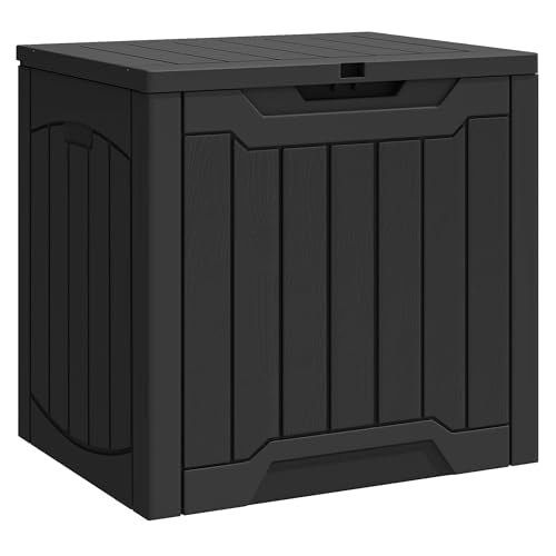 YITAHOME 31 Gallon Outdoor Resin Storage Box Black with Lid & Handles