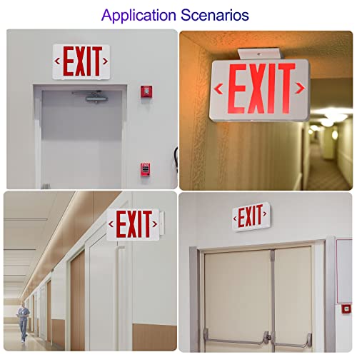 Red LED Emergency Exit Sign - OSHA Compliant, 1 Pack, Universal Mount