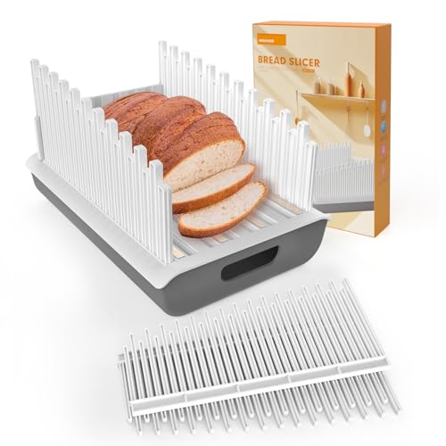 Bread Slicer with Crumb Tray, Adjustable Thickness & Width — 4 Sizes