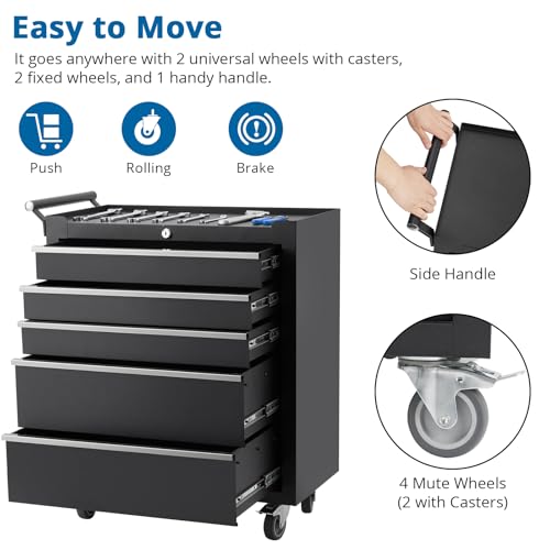 GarveeHome 5-Drawer Rolling Tool Chest with Locking System – Heavy-Duty Steel Tool Cabinet