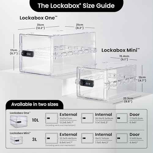 Lockabox One¢â | Premium Lock Box | Medium Combination Lock Box For Food, Medicine & Home Safety | External Size 12 x 8 x 6.6 inches (Crystal)