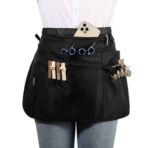 Barber Apron with 7 Pockets, Hair Stylist Apron for Men Women, Waterproof and Bleach-proof Hairdresser Bag for Cosmetology