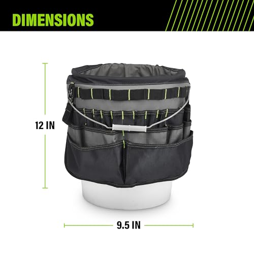 AWP Bucket Tool Organizer 51-Pocket for 5-Gallon Buckets, Water-Resistant Heavy-Duty Utility Tool Bag with Pockets for Tools, Screwdrivers, and Electrical Accessories, 1L-22051-1