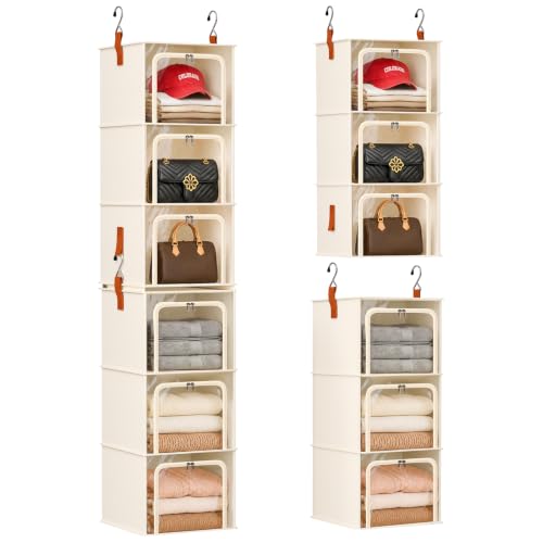 Homsorout 6-Tier Modular Hanging Closet Organizer Separable Beige / 6-Shelf