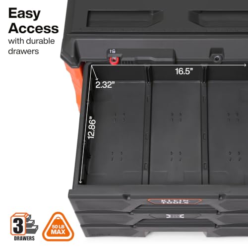 Klein Tools MODbox Three Drawer Tool Box Organizer, 3-Drawer
