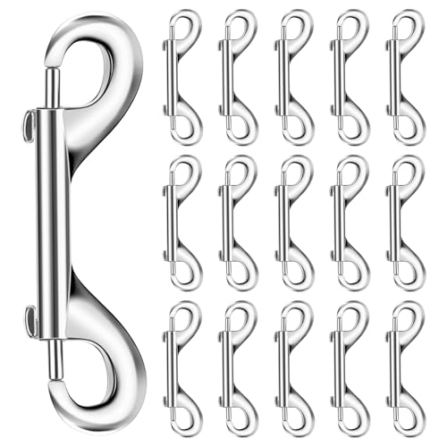 4 Inch Heavy Duty Double Ended Snap Hooks - Zinc Alloy Metal Clips for Pet Leashes, Horse Equipment, Buckets, and Keys - 15 Pack Meyeyaia