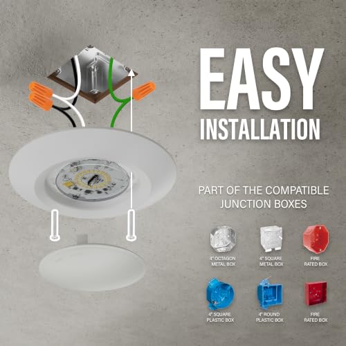 JULLISON 6 Inch LED Disk Light with Dusk to Dawn Sensor, 5CCT, 1000LM, White
