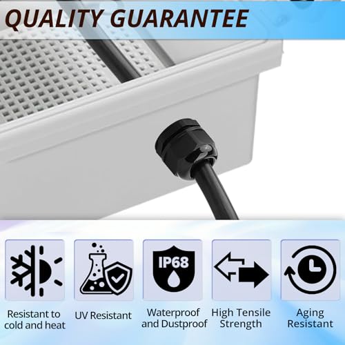 MAKERELE 50pcs Waterproof Cable Glands Kit NPT Waterproof Box Black