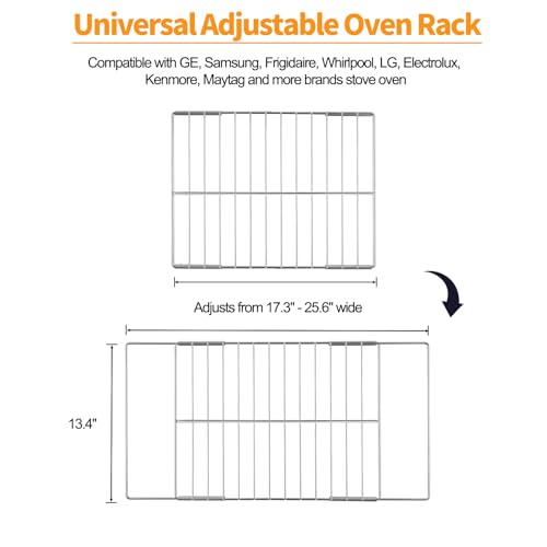 Adjustable 304 Stainless Steel Oven Rack - Universal Extendable Rack 17.3-25.6 in