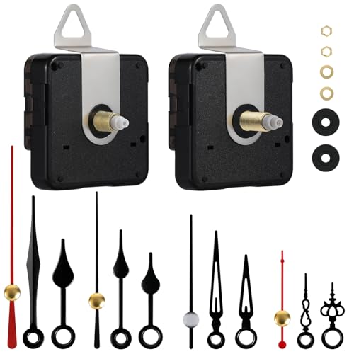 Semiround Silent Quartz Clock Movement Kit with 4 Short Hands & 2 Shaft Lengths - Model Shaft 22.7mm, Thread 16.5mm for 3-7 Inch Mini Clocks