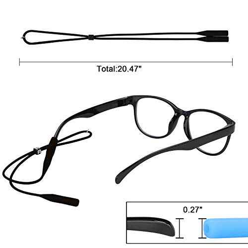 Hifot Adjustable Eyeglasses Strap Eyewear Retainer 12 Pack with Glasses Cleaning Cloth, Silicone Sunglasses Holder Strap, Eyeglasses Retainer Black