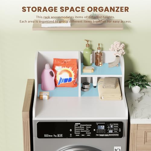 DTK White Single Washer Countertop with Shelf - Laundry Organizer & Drying Surface